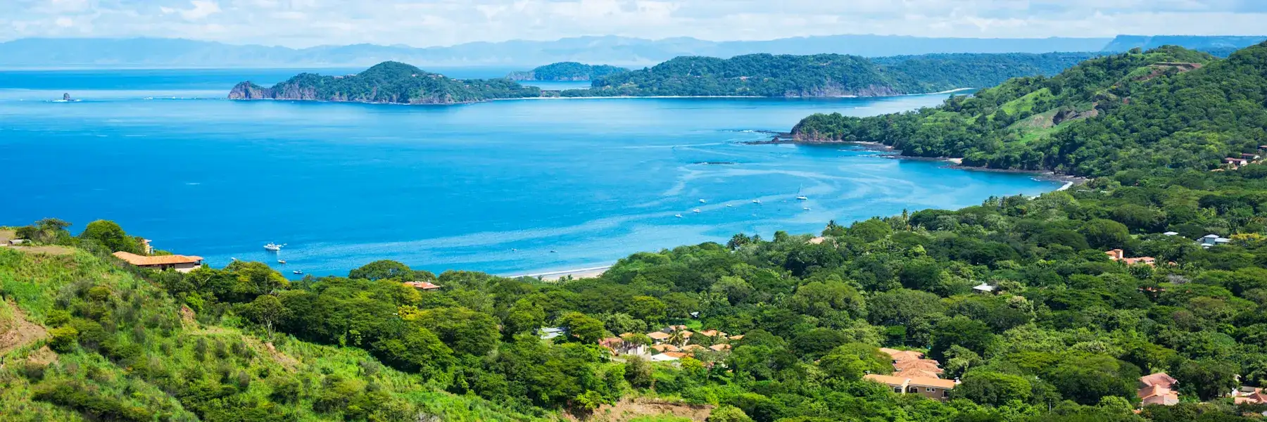 Pacific view over bays and green hills in Guanacaste